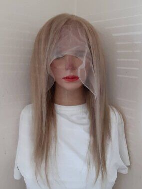 Human hair wig lace front Honey blonde mixed with ash blonde